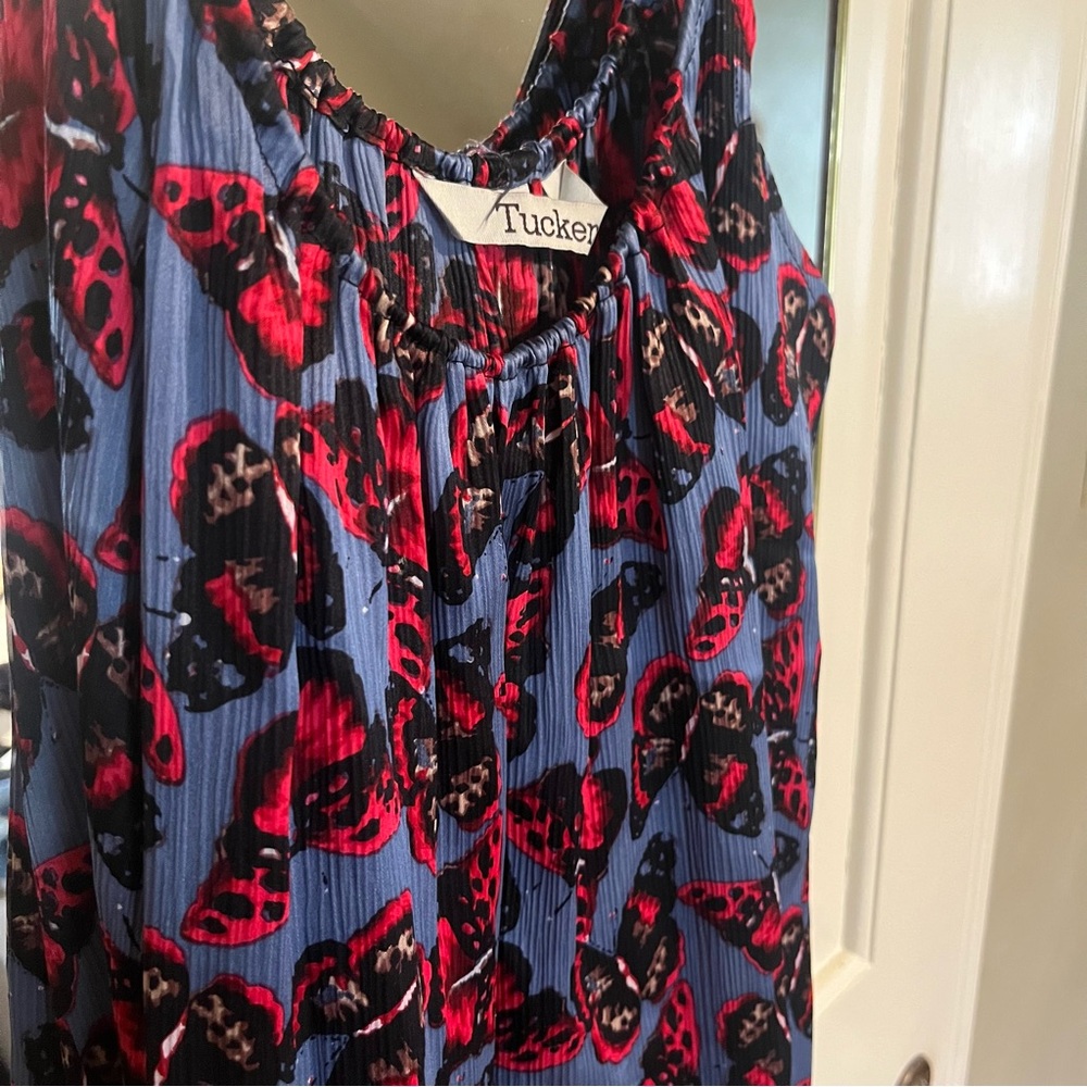 Tucker blue and pink butterfly print silk camisole